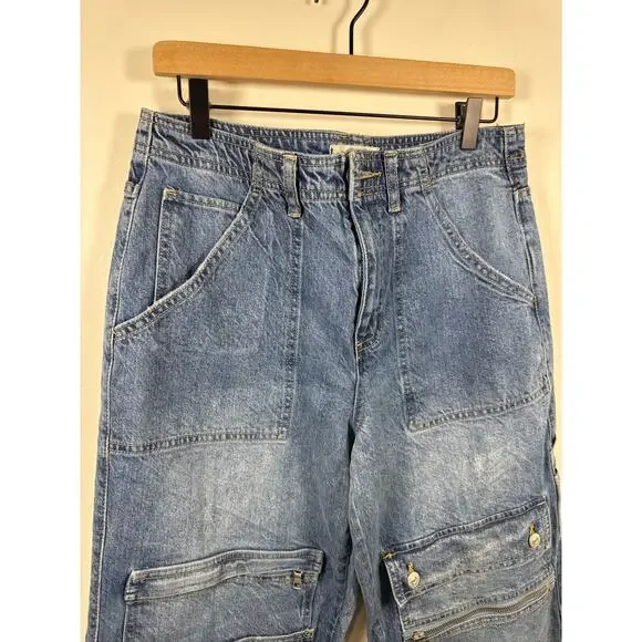 Free People Crvy Under Construction 90s Cargo Utility Wide Leg Slouchy Jeans - Picture 3 of 8
